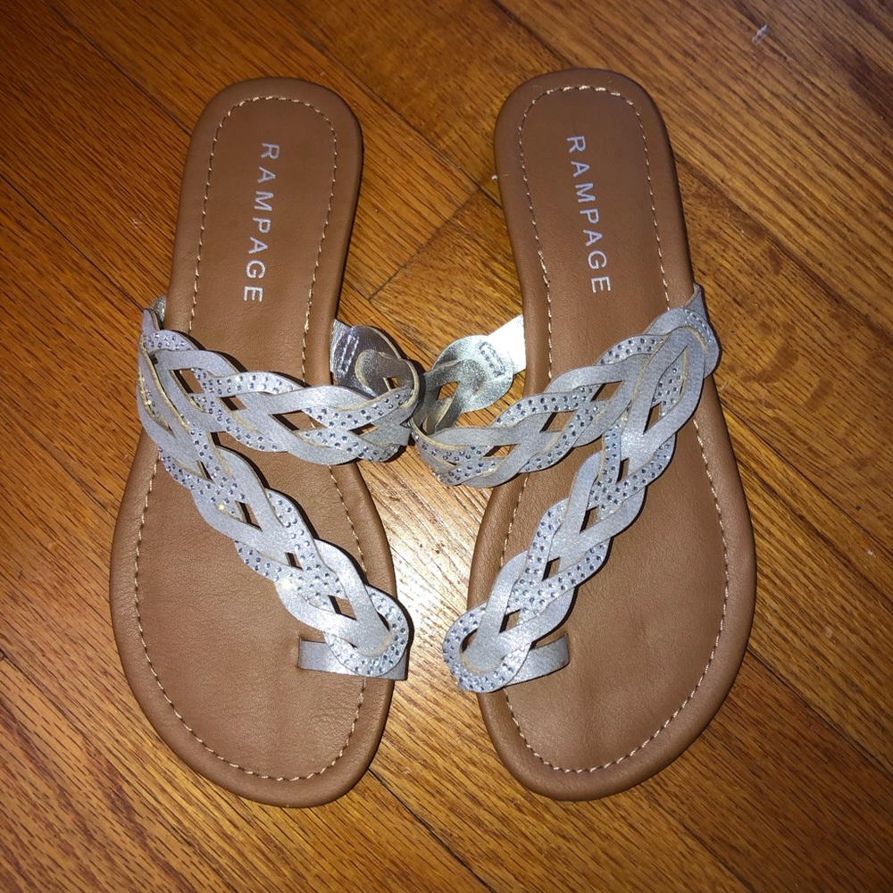Brand new! Silver and brown sandals